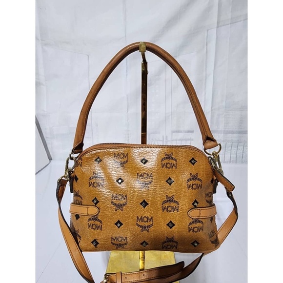 Authentic MCM Small Studded Satchel Bag Brown - Picture 5 of 13